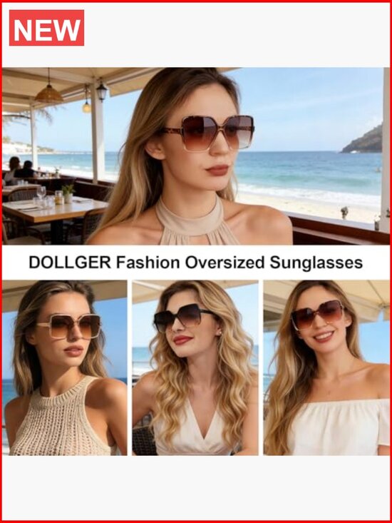 Oversized Square Sunglasses with UV Protection, Composite Frame, Unisex main image 5